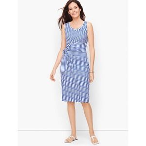 NWT Talbots Cotton Side Tie Shift Dress Sunny Day Morning Stripe Size P